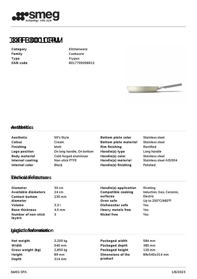 Page 1 of the manual Brochure Smeg CKFF3001CRM
