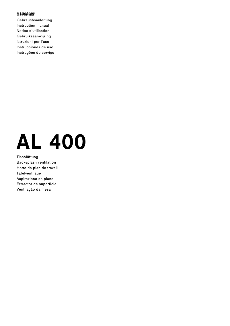 Image de la première page du manuel de l'appareil AL400191