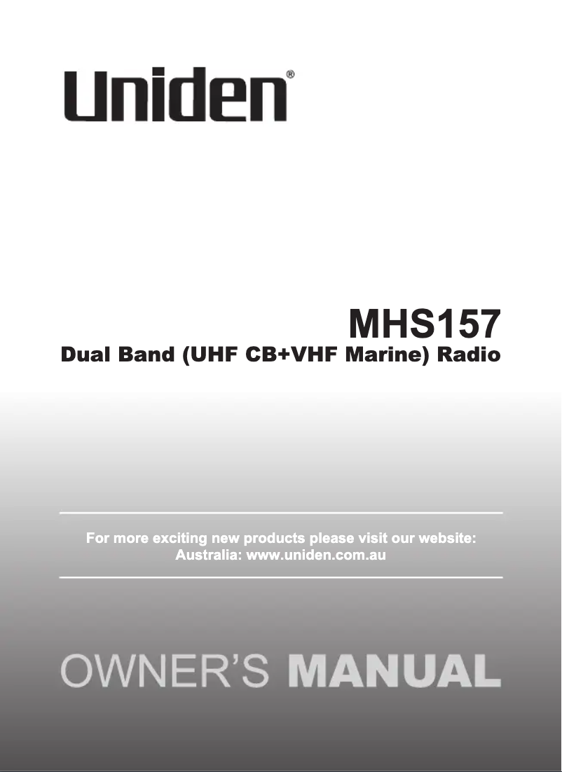 Page 1 of the manual User Manual Uniden MHS157UV