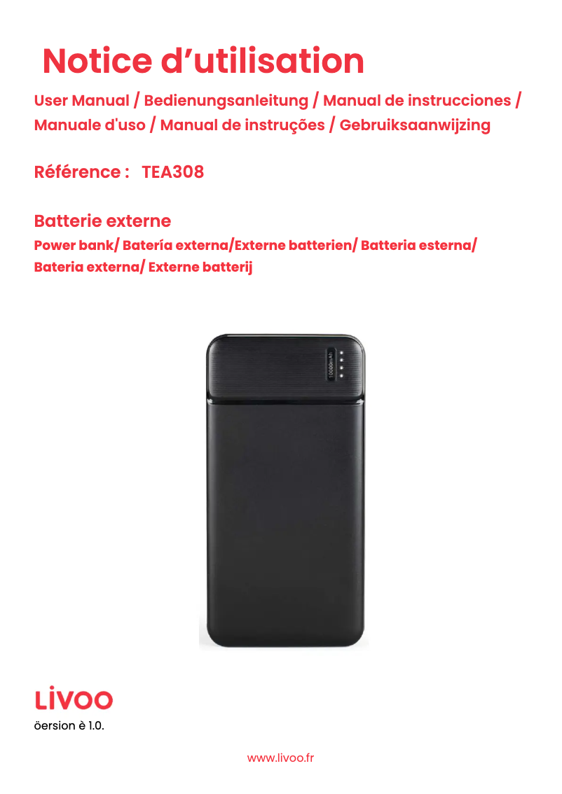 Page 1 of the manual User Manual Livoo TEA308