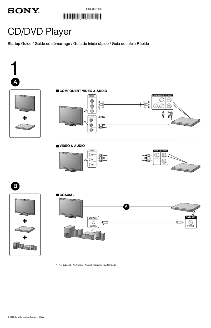 Page 1 of the manual Installation Guide Sony DVP-SR101P