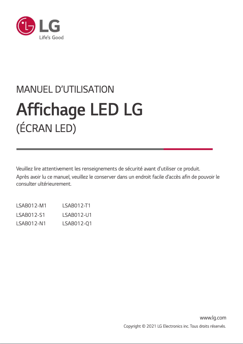 First page image of the manual for Magnit LSAB012-T1