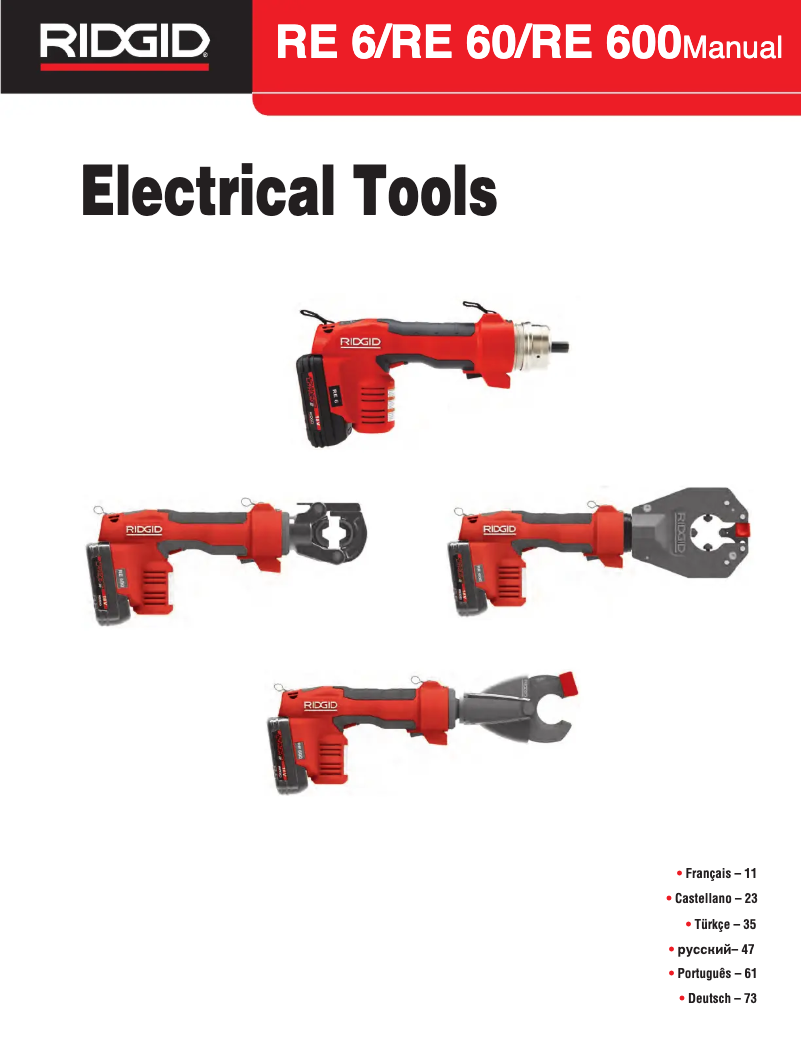 First page image of the manual for RE 6