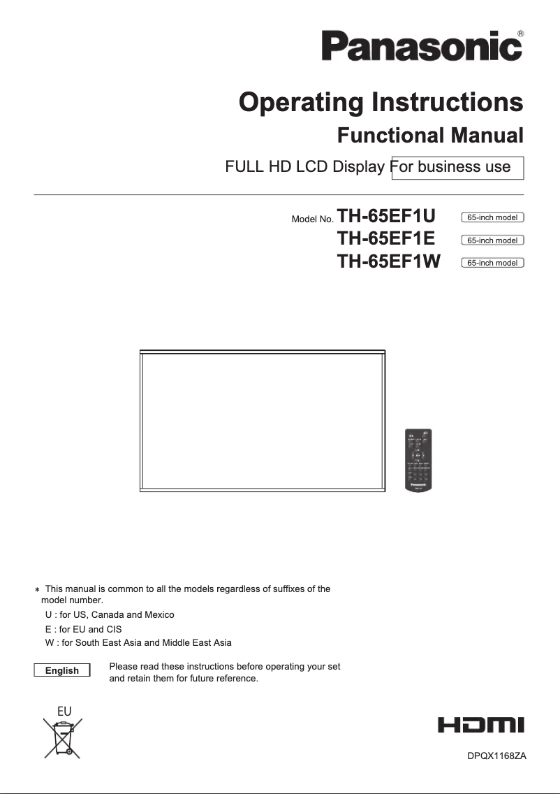 First page image of the manual for TH-65EF1-IR