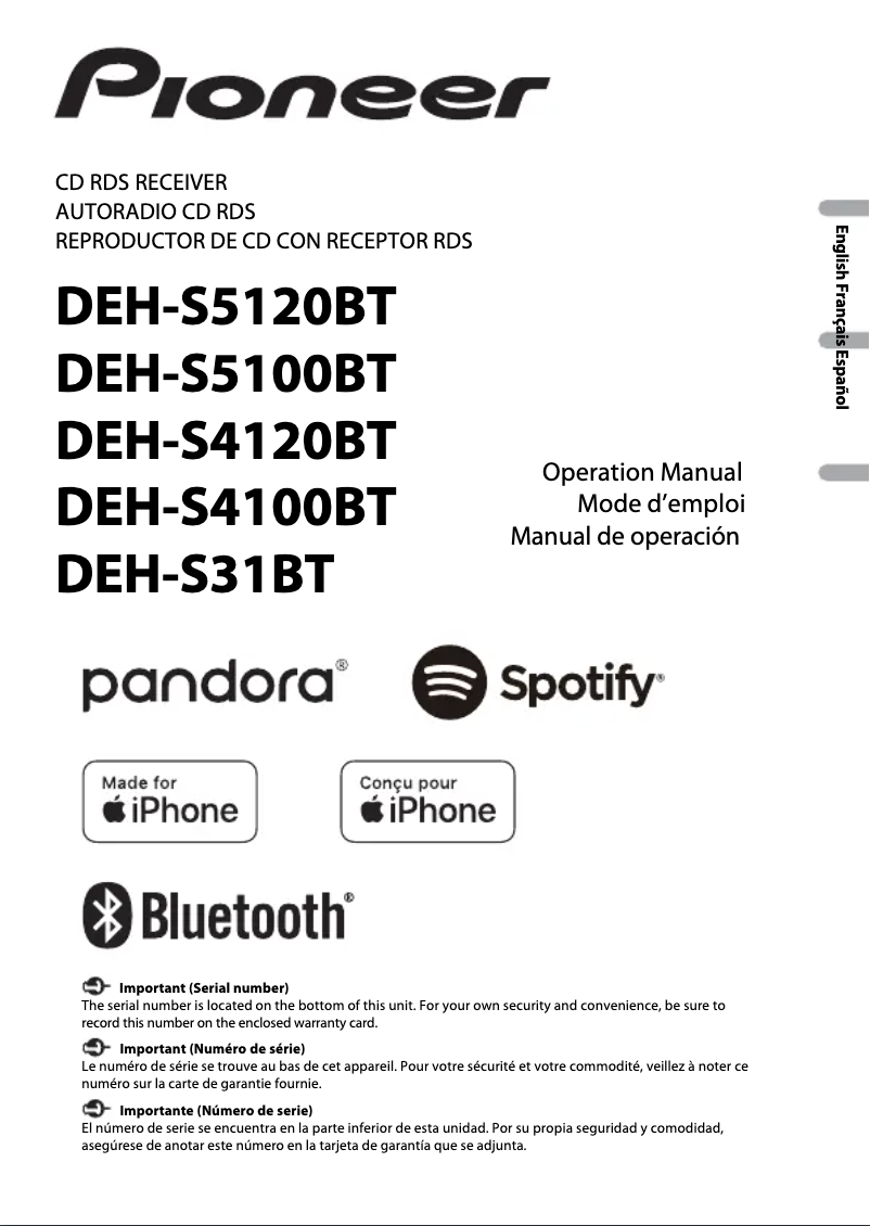 First page image of the manual for DEH-S31BT