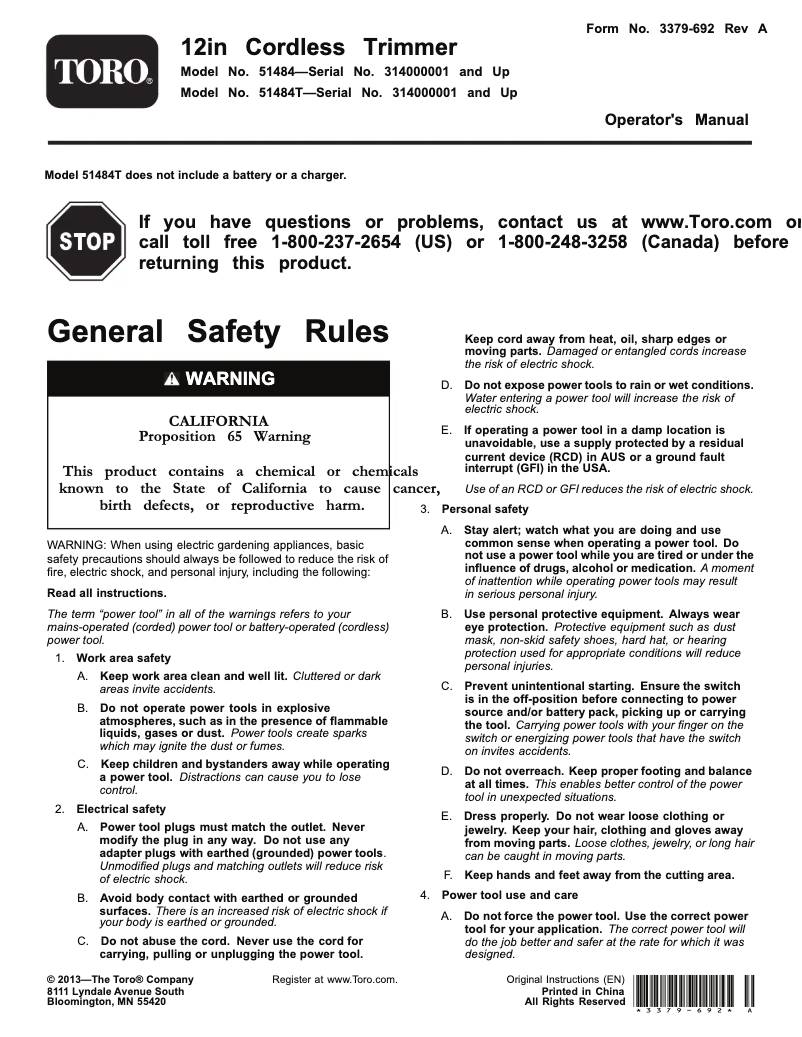 First page image of the manual for 51434