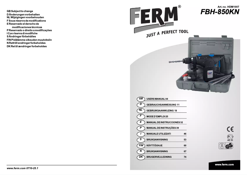First page image of the manual for FBH-850KN