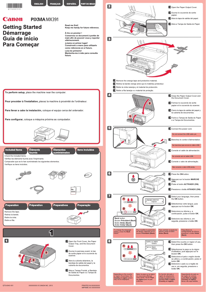 First page image of the manual for PIXMA MX391