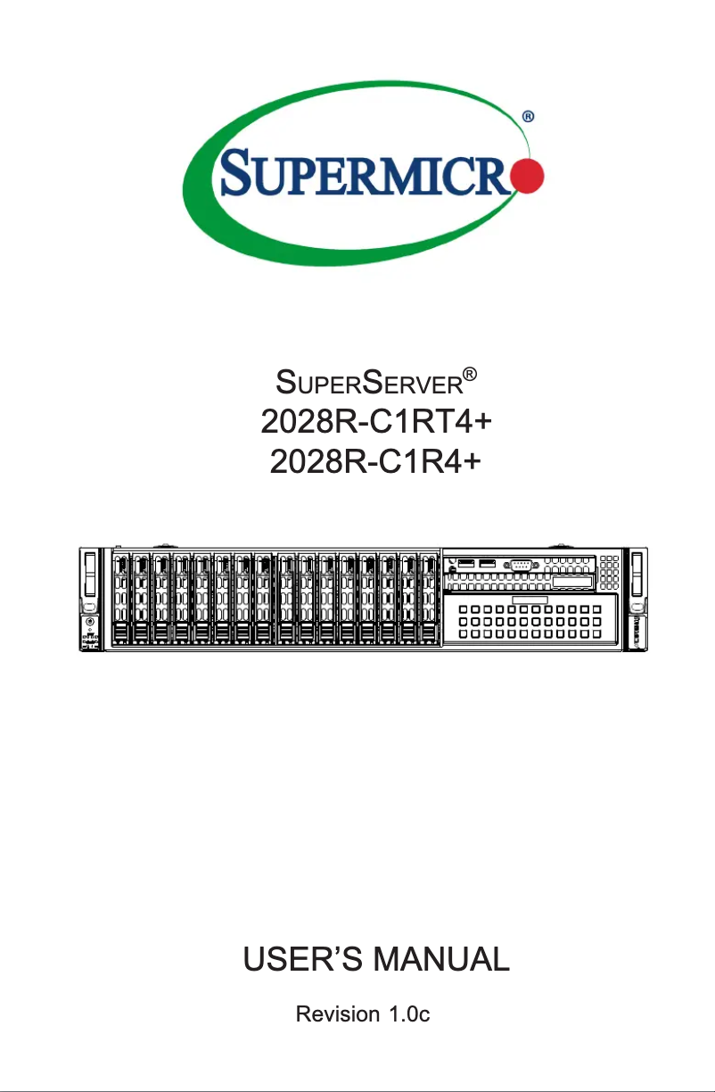 First page image of the manual for SuperServer 2028R-C1R4+