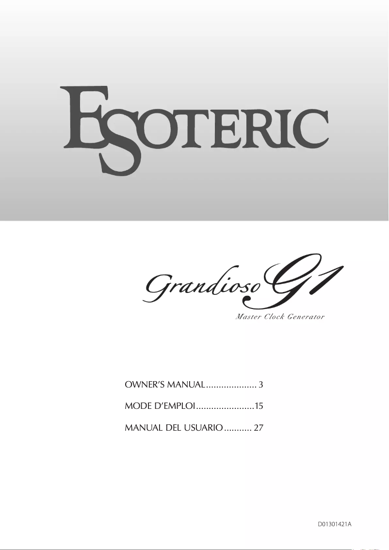 Page 1 of the manual User Manual Esoteric Grandioso G1