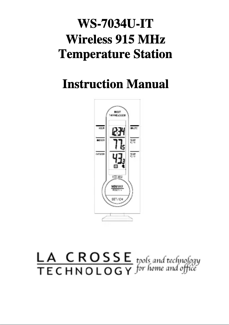 Page 1 of the manual User Manual La Crosse Technology WS-7034U-IT