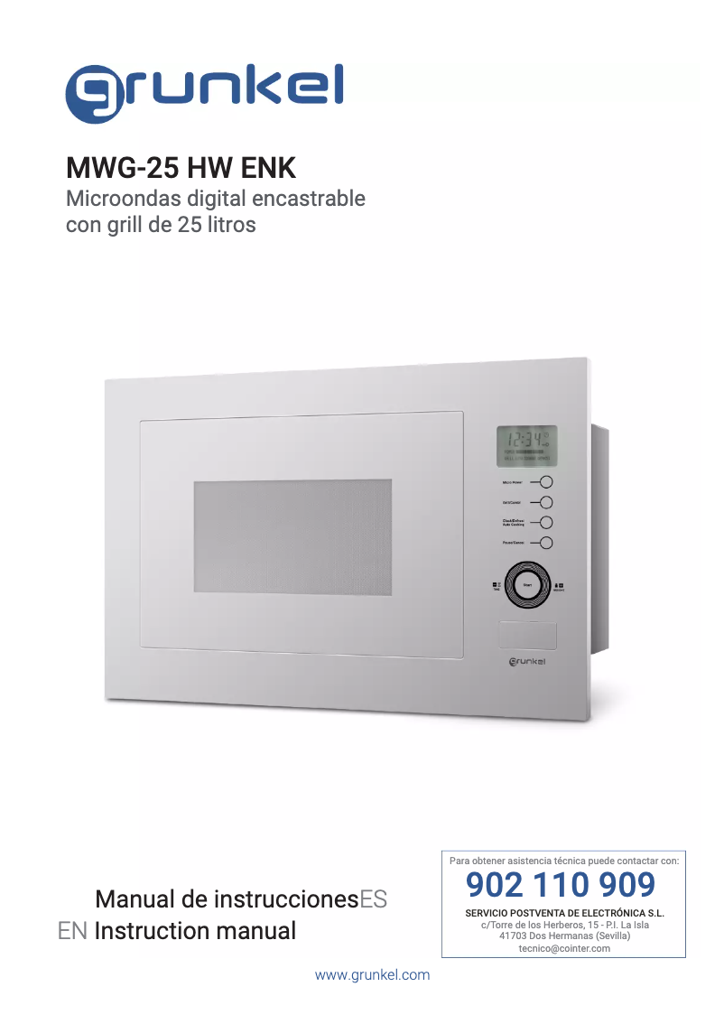 First page image of the manual for MWG-25 HW ENK