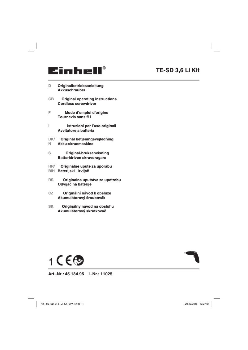 First page image of the manual for RT-SD 3,6/2 Li