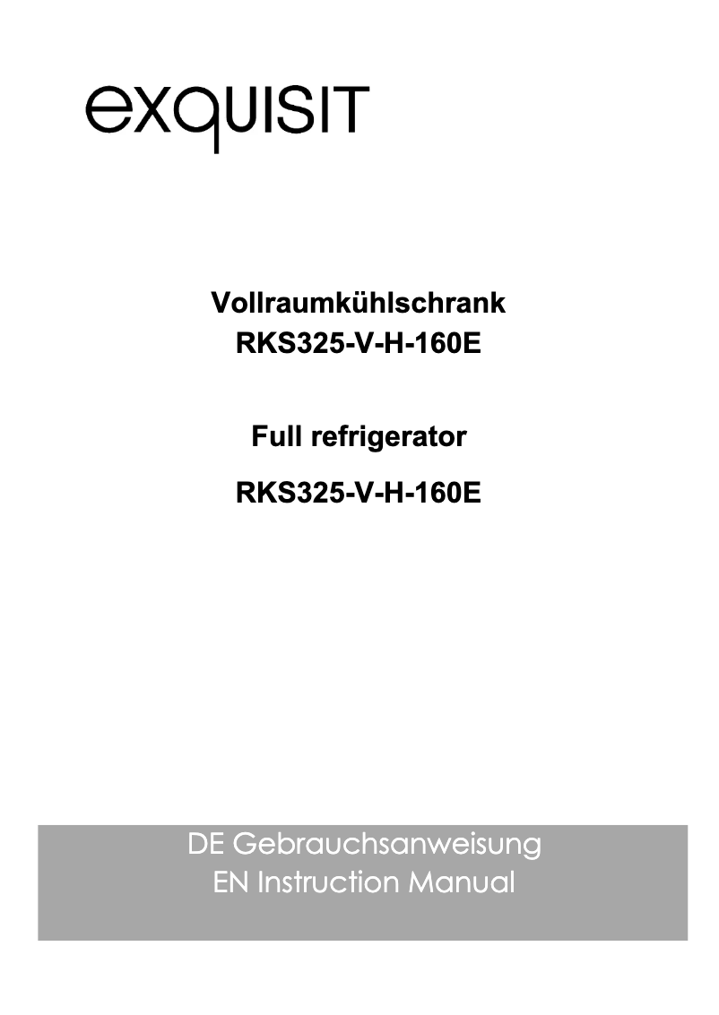 First page image of the manual for RKS325-V-H-160E