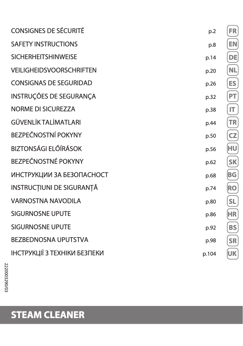 First page image of the manual for Clean & Steam Revolution RY7757