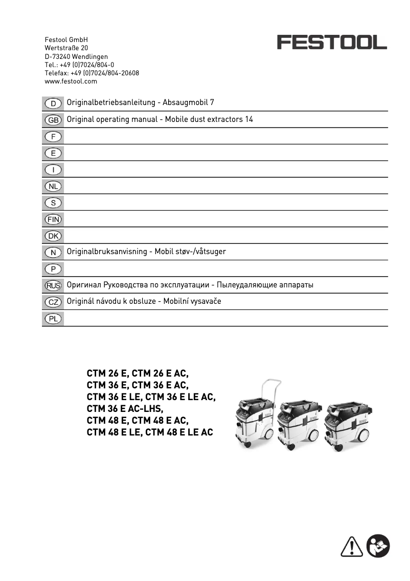 First page image of the manual for Cleantec CTL 36