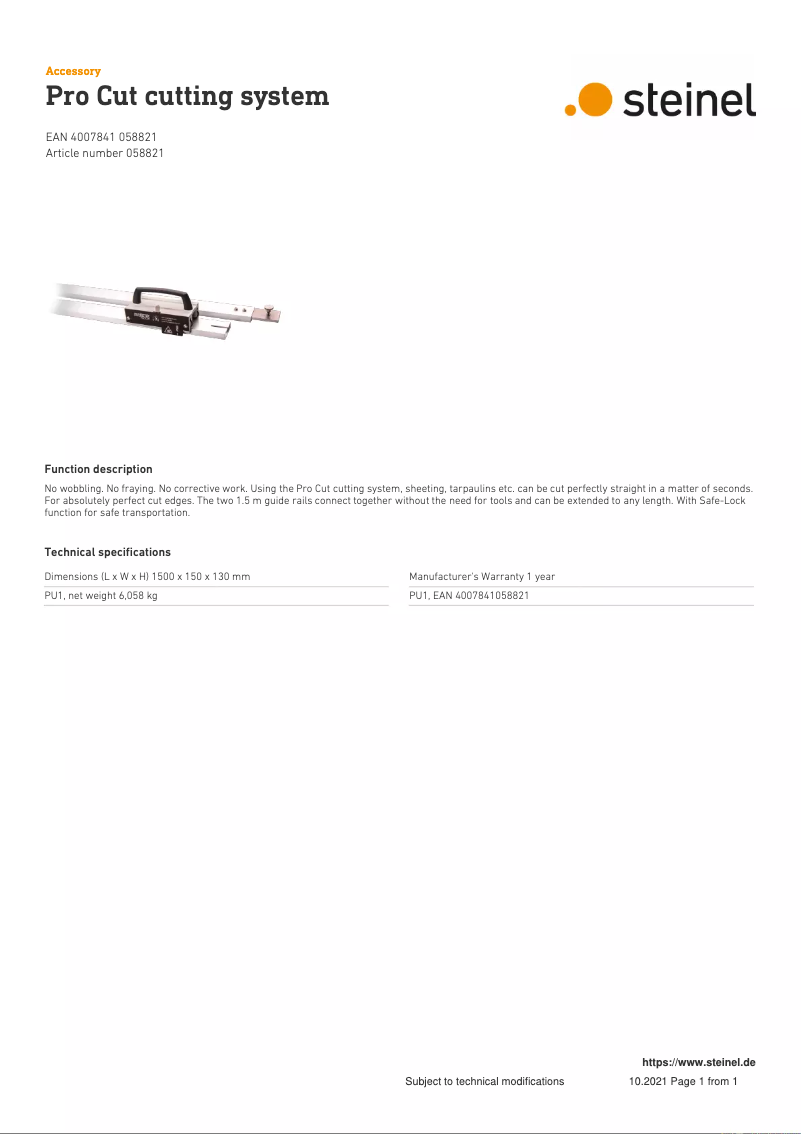 First page image of the manual for Snijsysteem Pro Cut