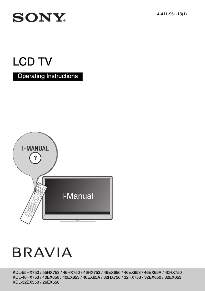 Page 1 of the manual User Manual Sony Bravia KDL-32EX550