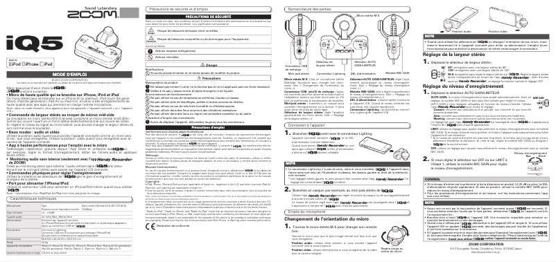 Page 1 of the manual User Manual Zoom IQ5