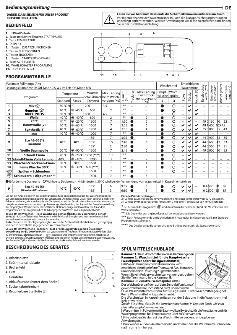 First page image of the manual for PWWTV X 76G6 DE N
