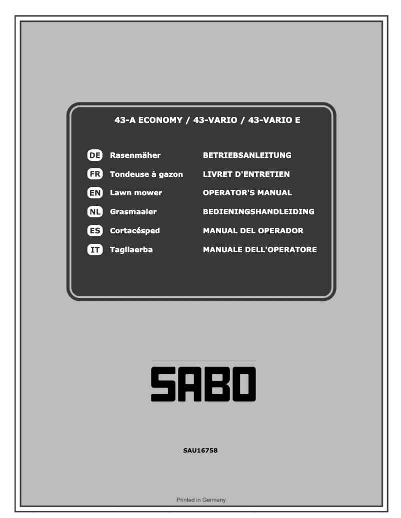 Page 1 of the manual User Manual SABO 43-A Economy