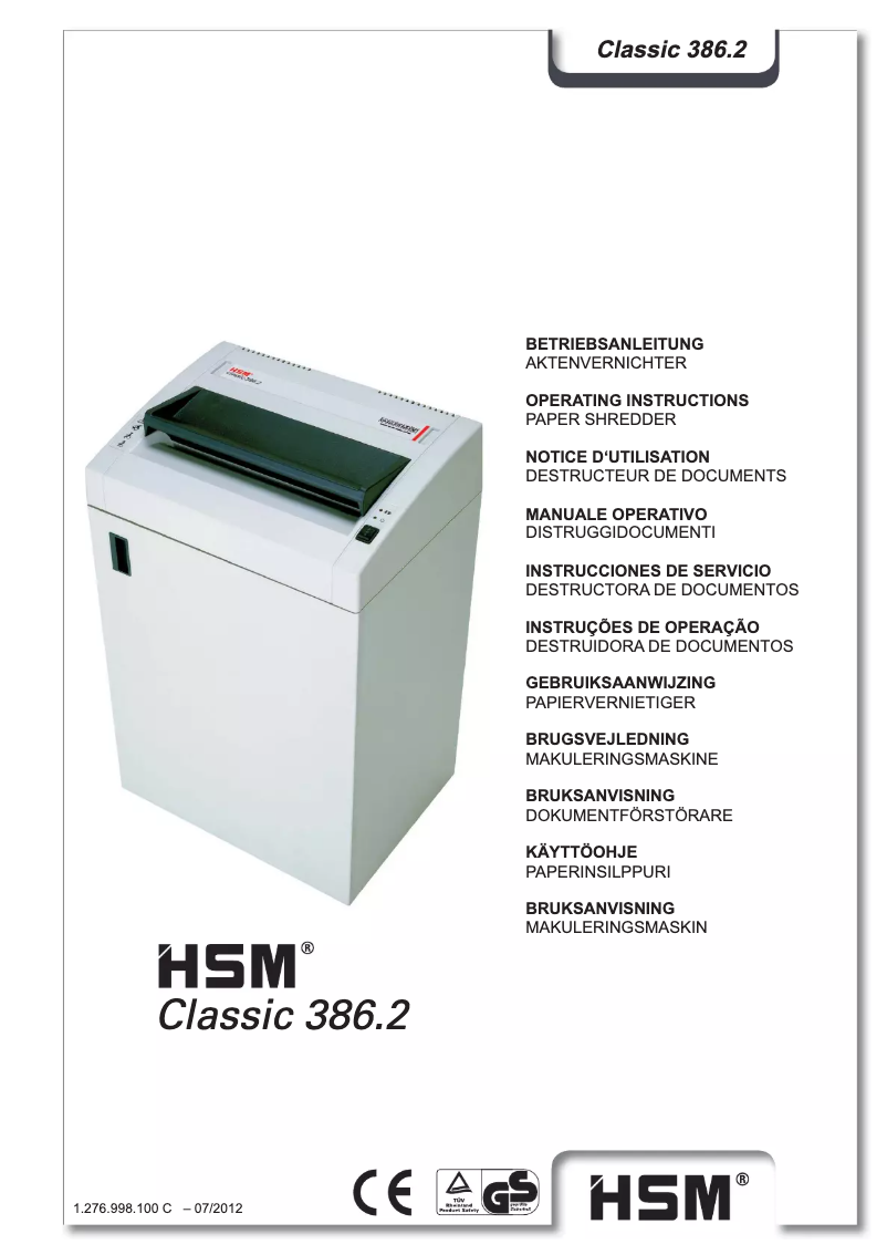 Page 1 of the manual User Manual HSM Classic 386.2