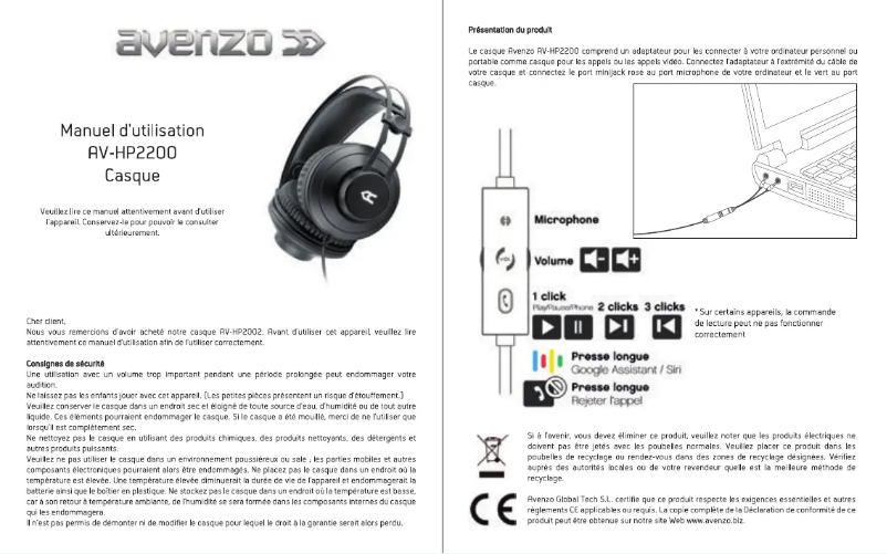 Page 1 of the manual User Manual Avenzo AV-HP2200