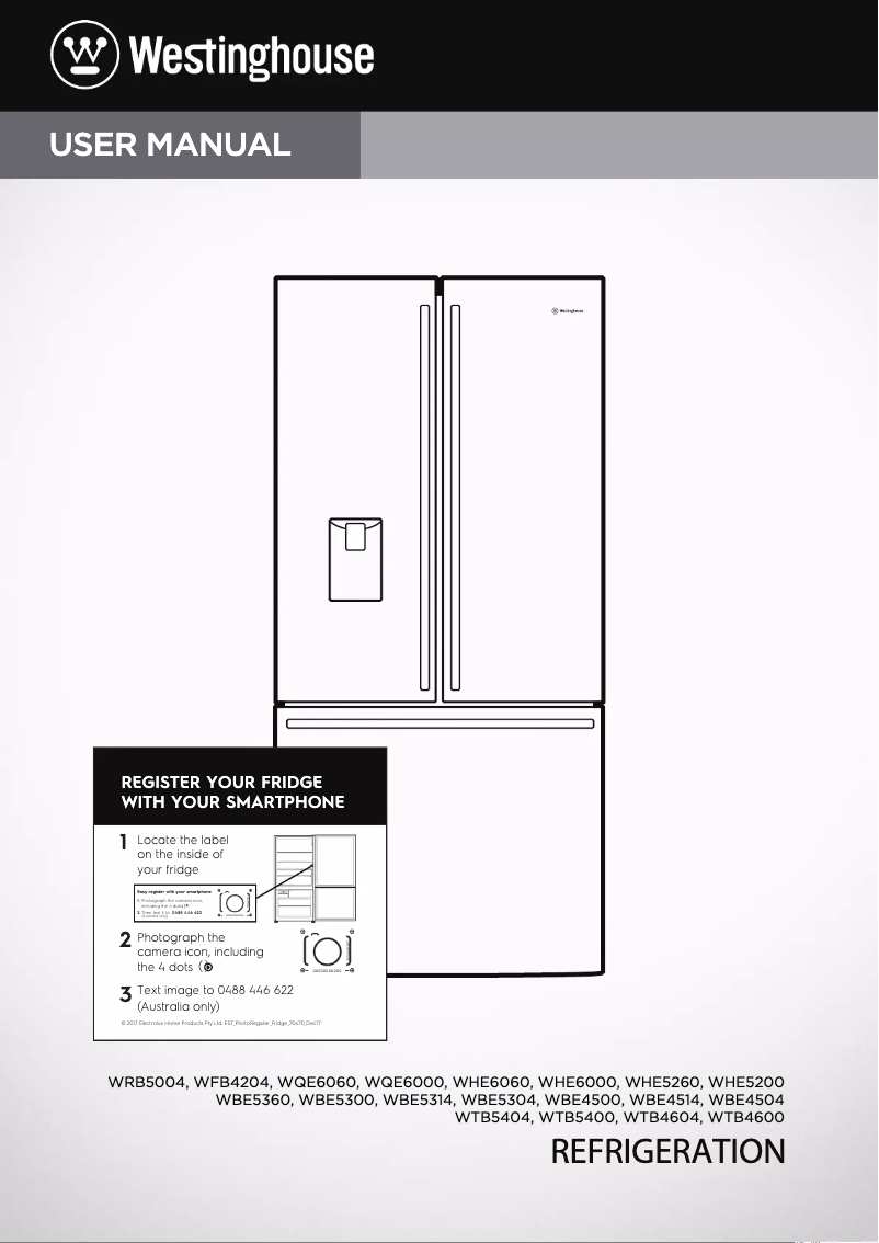 Page 1 of the manual User Manual Westinghouse WFB4204SA
