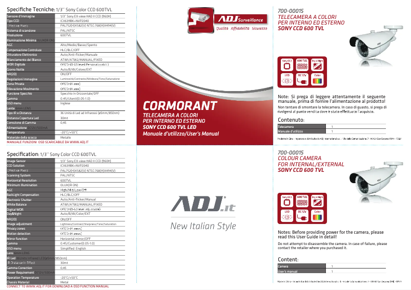 Page 1 of the manual User Manual Adj 700-00015