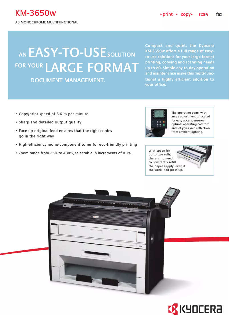 First page image of the manual for KM-3650w