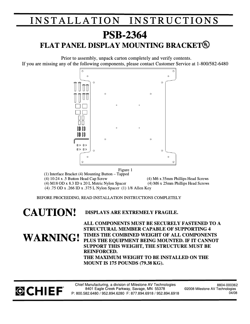 Page 1 of the manual User Manual Chief PNR2364S