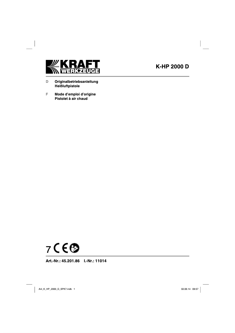 First page image of the manual for K-HP 2000 D