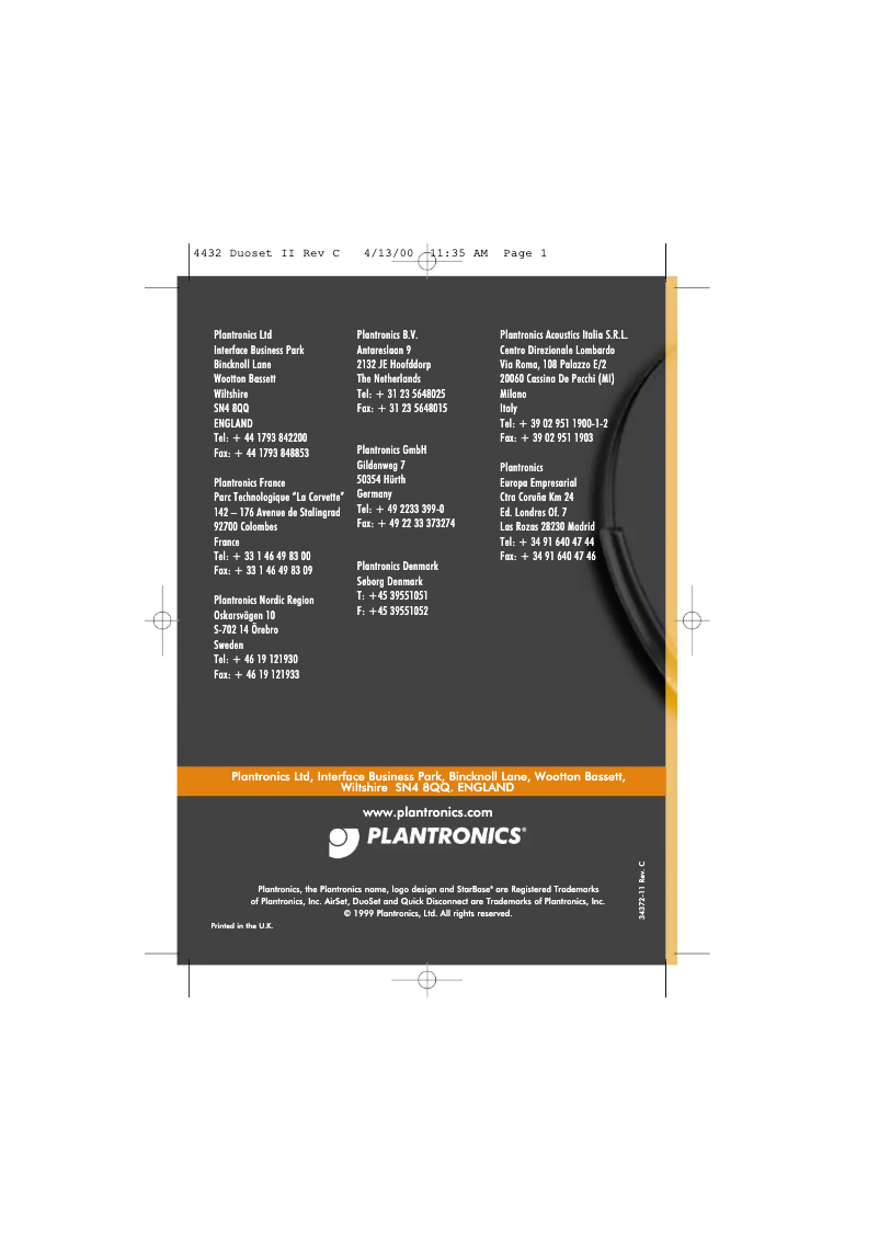 First page image of the manual for Duoset