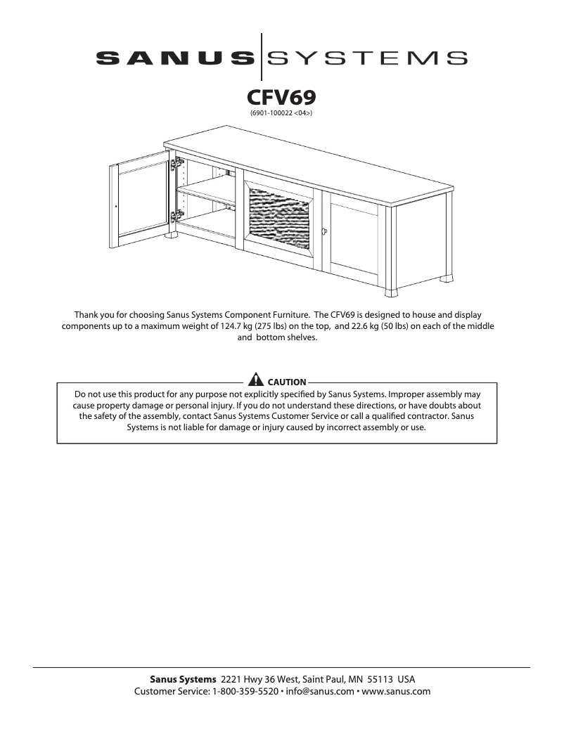 Page 1 of the manual User Manual Sanus CFV69