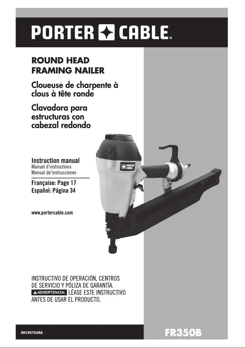 Page 1 of the manual User Manual Porter-Cable FR350B