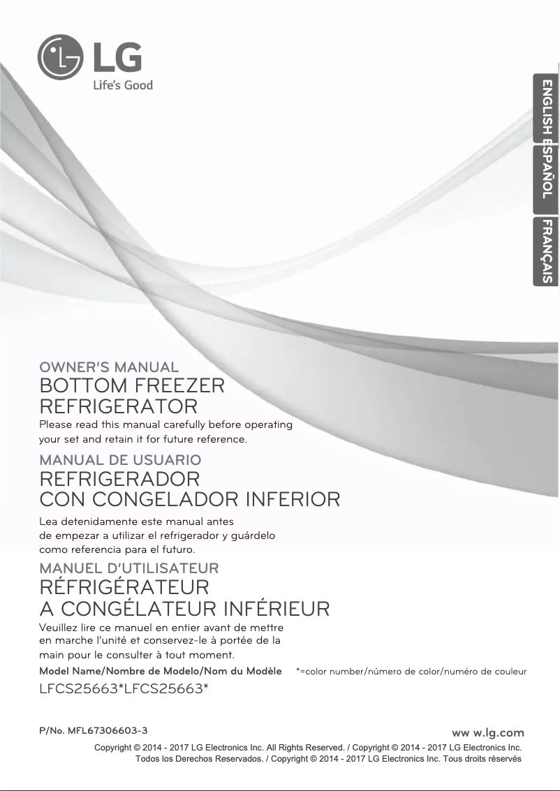 First page image of the manual for LFCS25663S