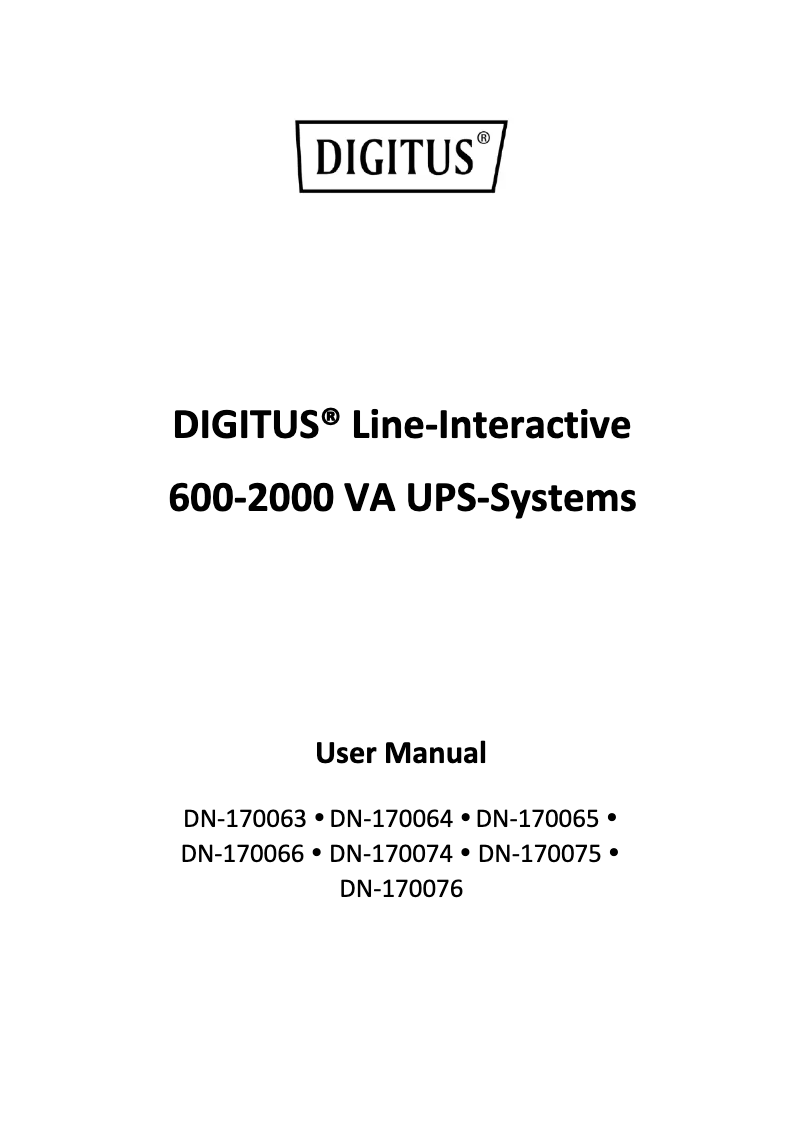 First page image of the manual for DN-170063
