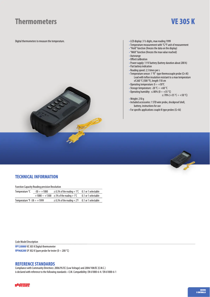 Page 1 of the manual User Manual Vemer VE 305 K