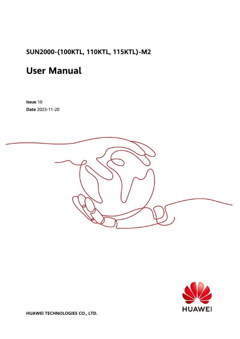 First page image of the manual for SUN2000-100KTL-M2