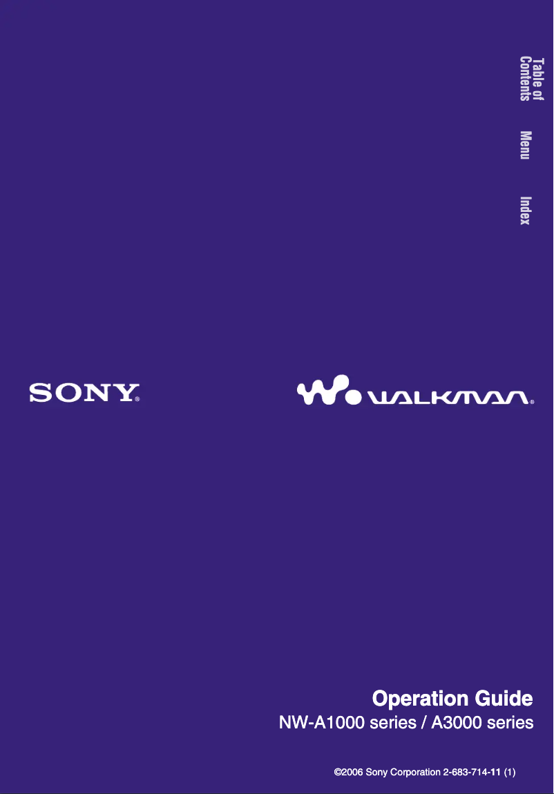 First page image of the manual for Walkman NW-A3000
