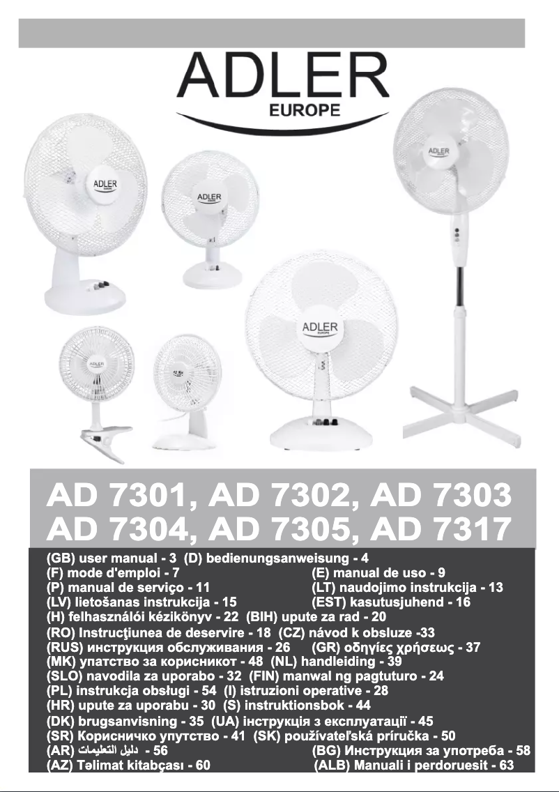 First page image of the manual for AD 7317