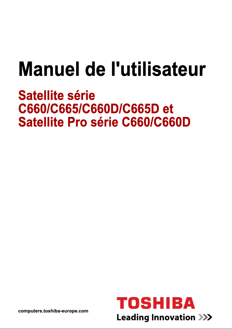 Page 1 de la notice Manuel utilisateur Toshiba Satellite Pro C660