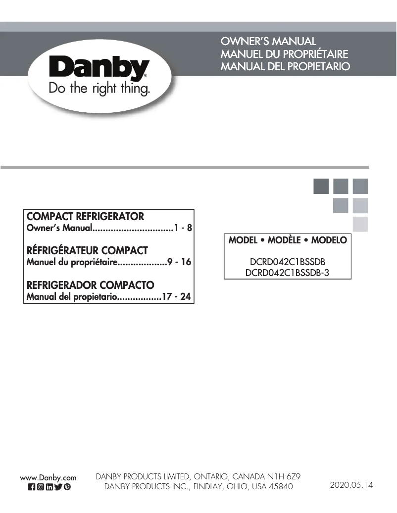 Page 1 of the manual User Manual Danby DCRD042C1BSSDB