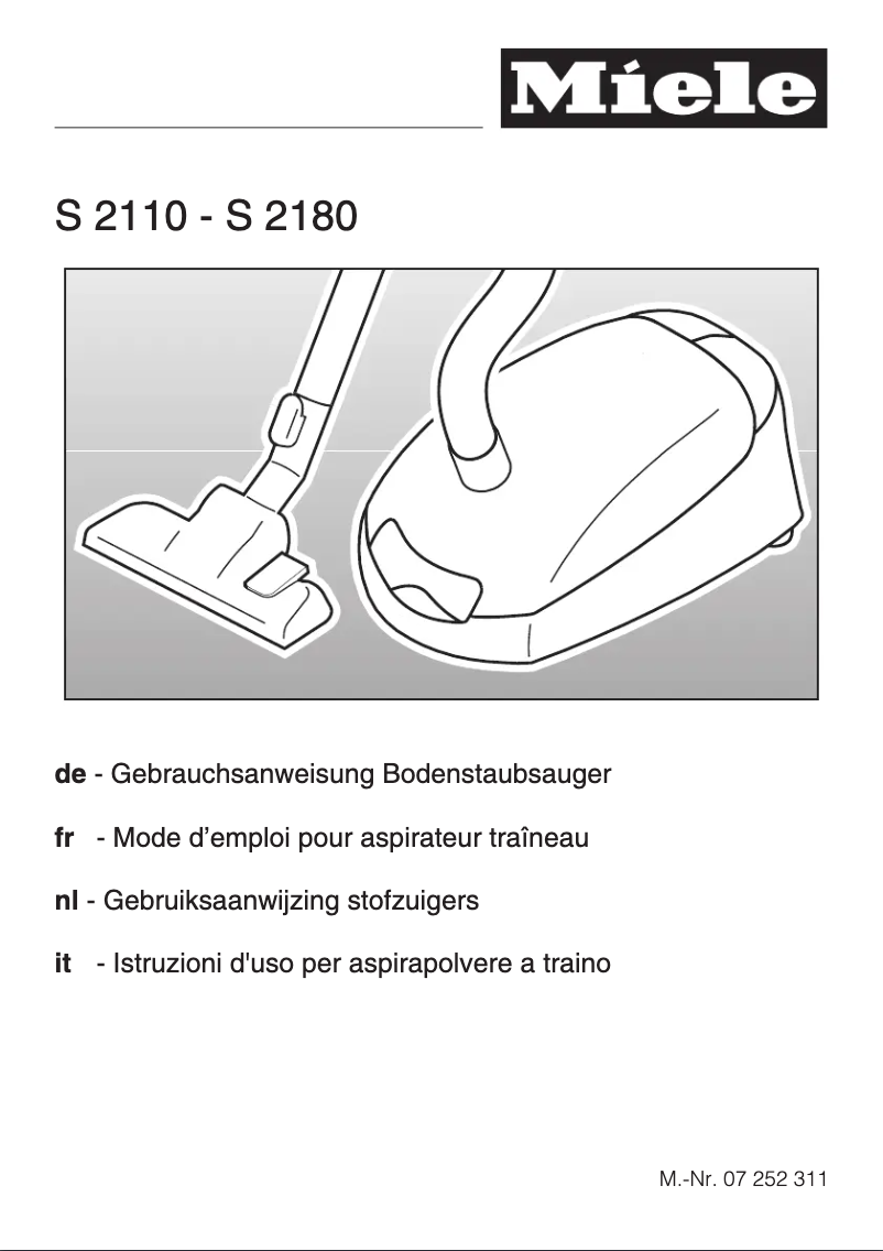 Page 1 of the manual User Manual Miele S 2130