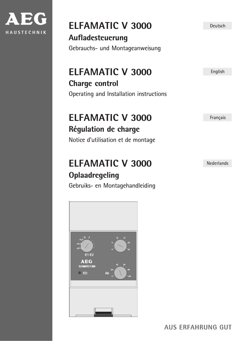 Page 1 of the manual User Manual AEG Elfamatic V 3000