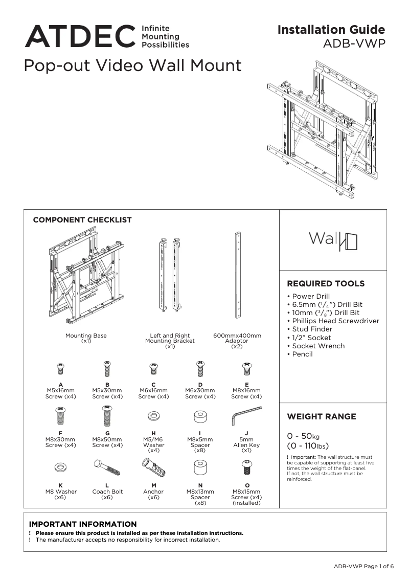 Image de la première page du manuel de l'appareil ADB-VWP