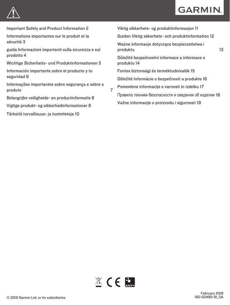 Page 1 of the manual User Manual Garmin Speed Sensor 2