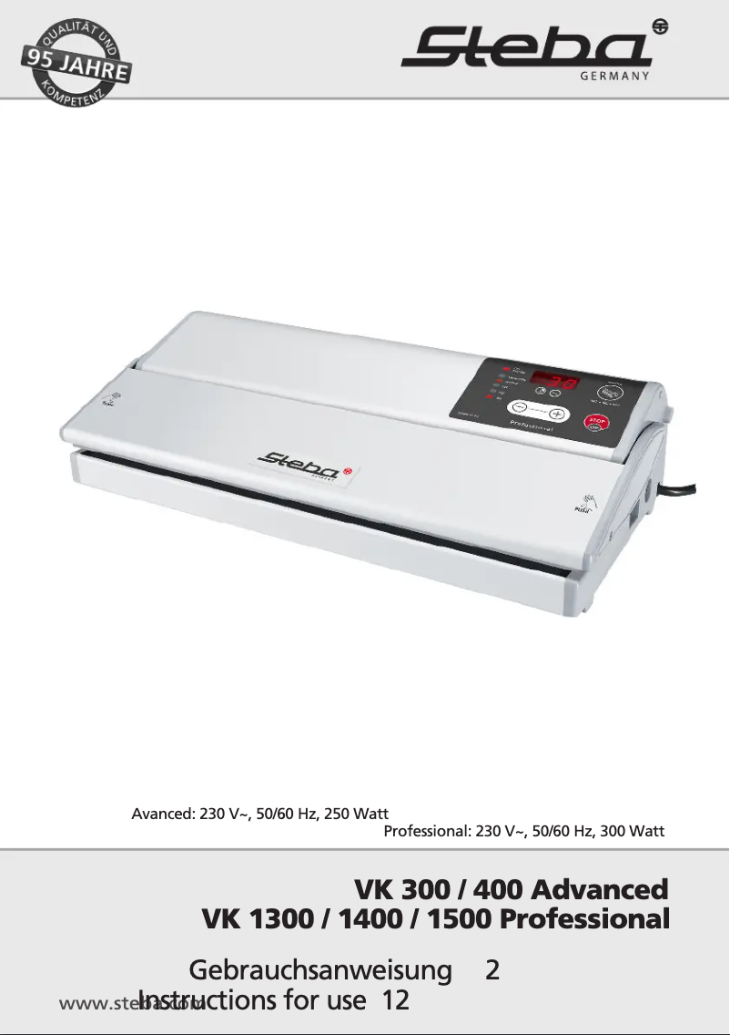 First page image of the manual for VK 1300 Professional