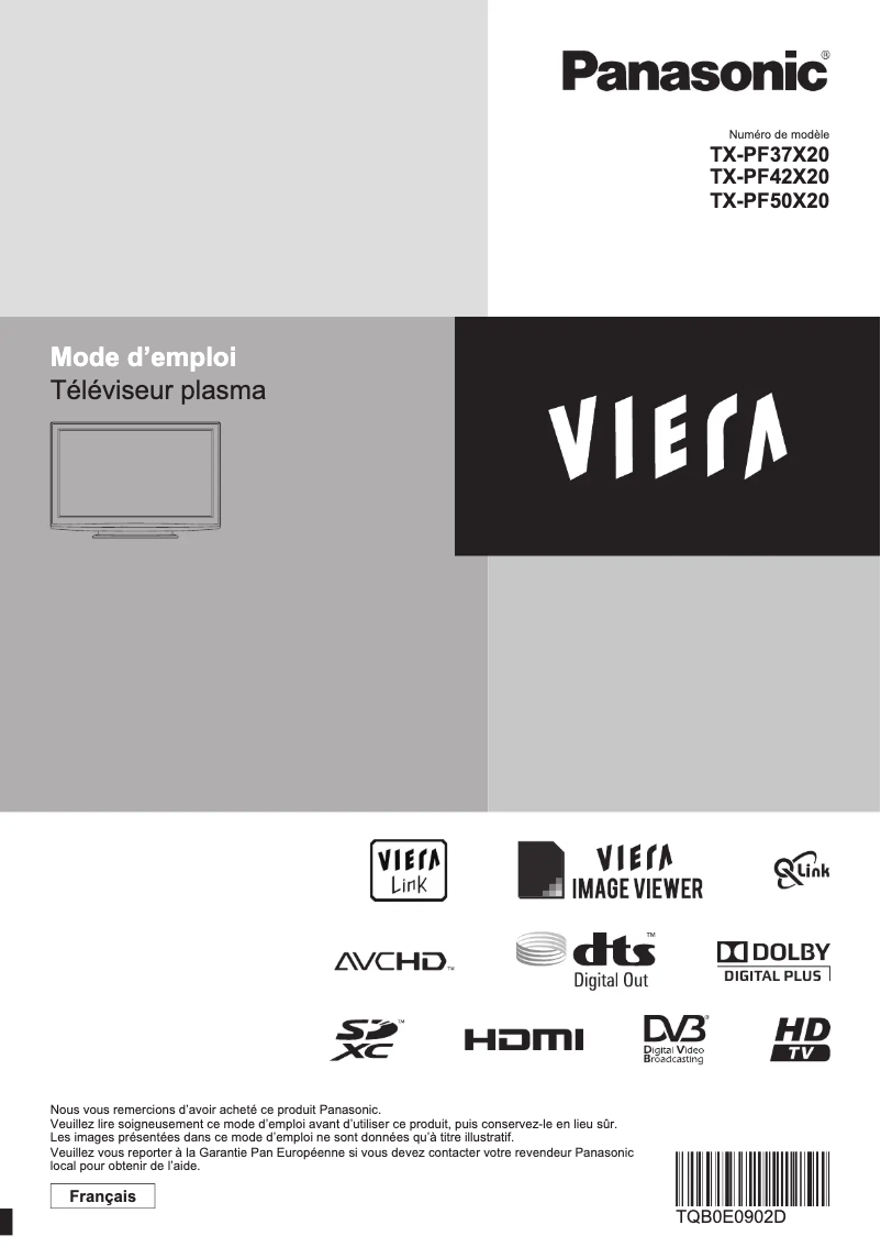 First page image of the manual for TX-PF50X20