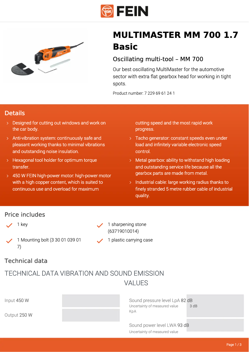First page image of the manual for Multimaster MM 700 1.7 Basic